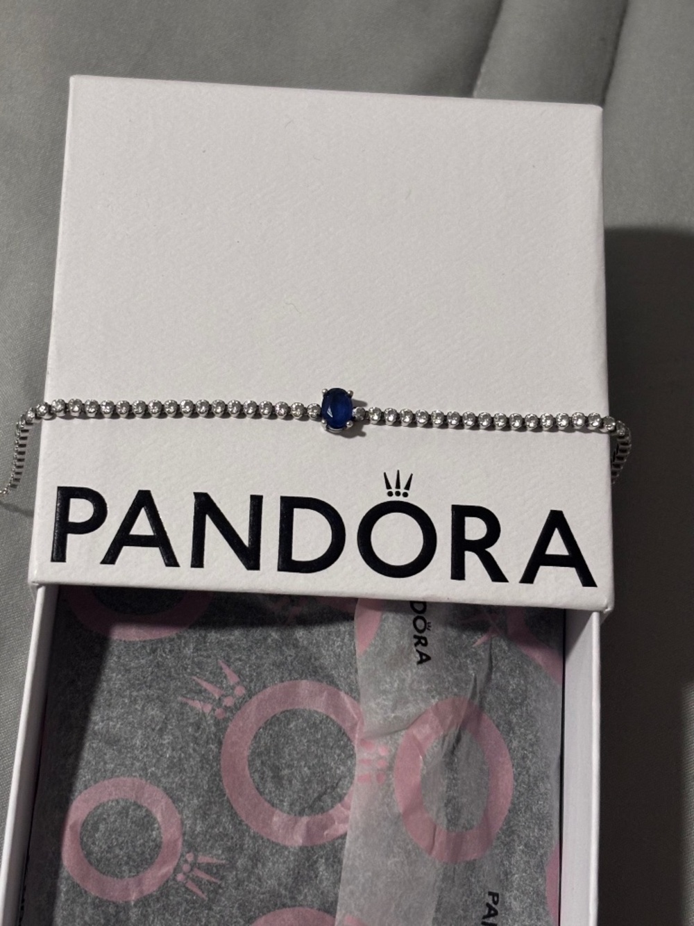 Pandora Sterling Silver Blue Sparkling Pavé Tennis Bracelet – Like New